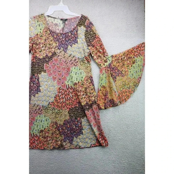 MSK Belled Sleeve Paisley Dress-Medium-Silky-Flowy - Picture 2 of 10